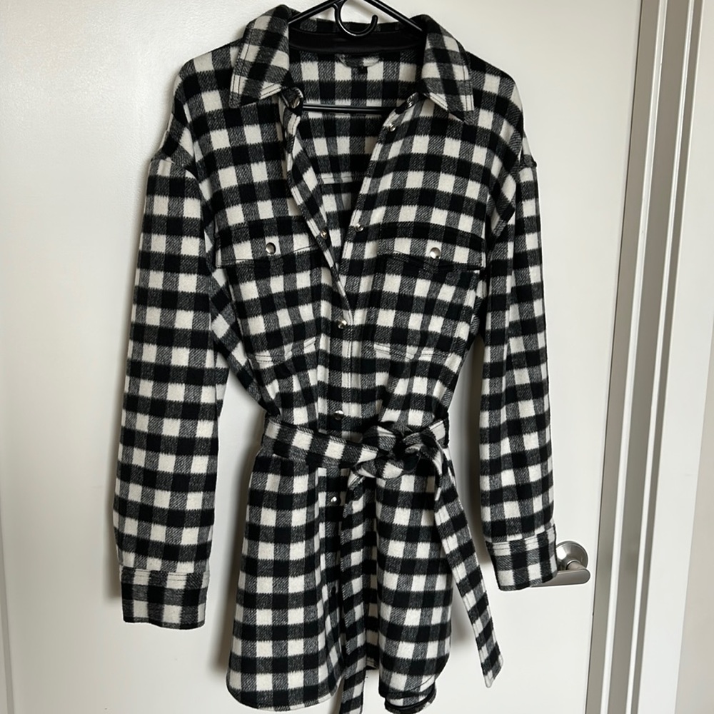 & Other Stories belted wool shirt jacket